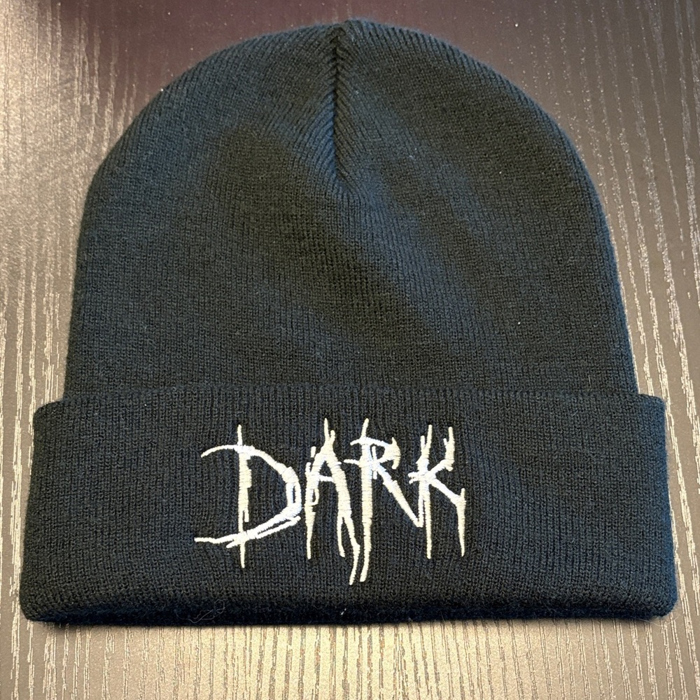 New! Black Beanie with ‘DARK' Embroidery - Picture 2 of 8